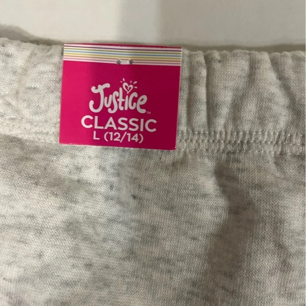Justice Gray Multicolor Graphic Shorts Size Large (12/14) NWT